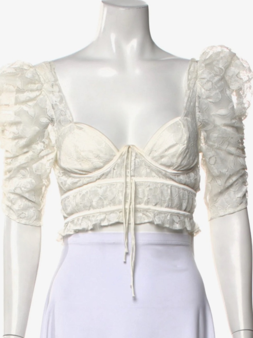 For Love & Lemons Lace Pattern Square Neckline Crop Top XS